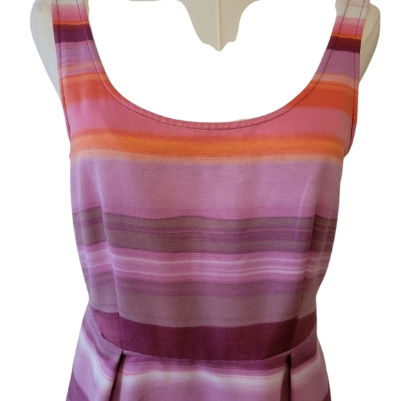 LOFT Pink Striped Sleeveless Dress Size 4 - Picture 3 of 6